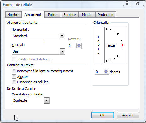 Option renvoyer à la ligne automatiquement Excel 2003