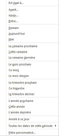 Application des filtres chronologiques sur un tableau